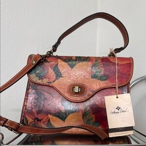 Patricia Nash Brown Leather Satchel with Turnlock Closure